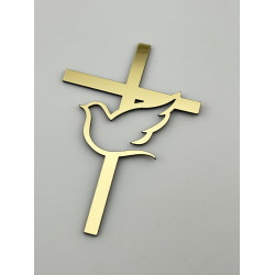 Топер хрестик для торта золотий, на хрещення, великдень